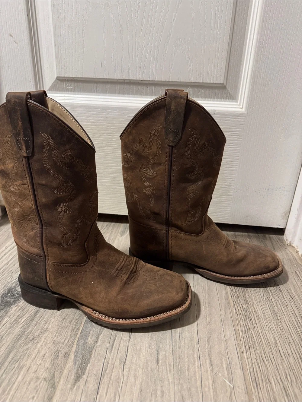 Cody James Brown Leather Western Pull-On Cowboy Boots